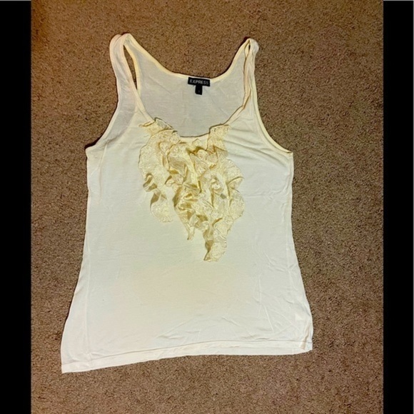 Express Ruffle Design cream top size Small - Picture 1 of 7